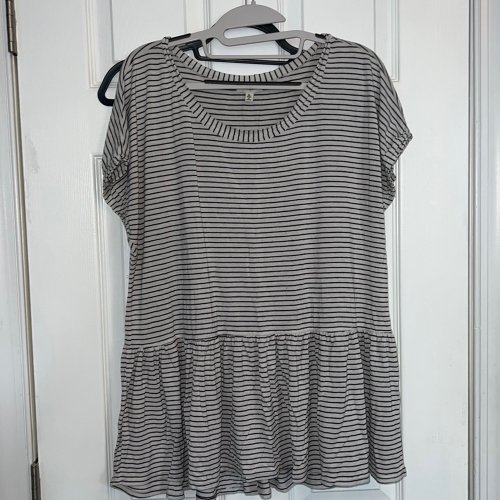 Max Studio Striped Lined Peplum Shirt